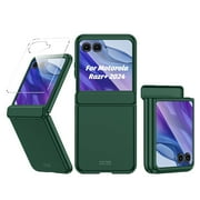 oupeigar for Motorola Razr 50 Ultra 2024/Razr 60 Pro 2025 Case with Hinge Protection \u0026 Built-in Screen Protector, Slim Full-Body Rugged Anti-Scratch Shockproof Protection Phone Case-Green